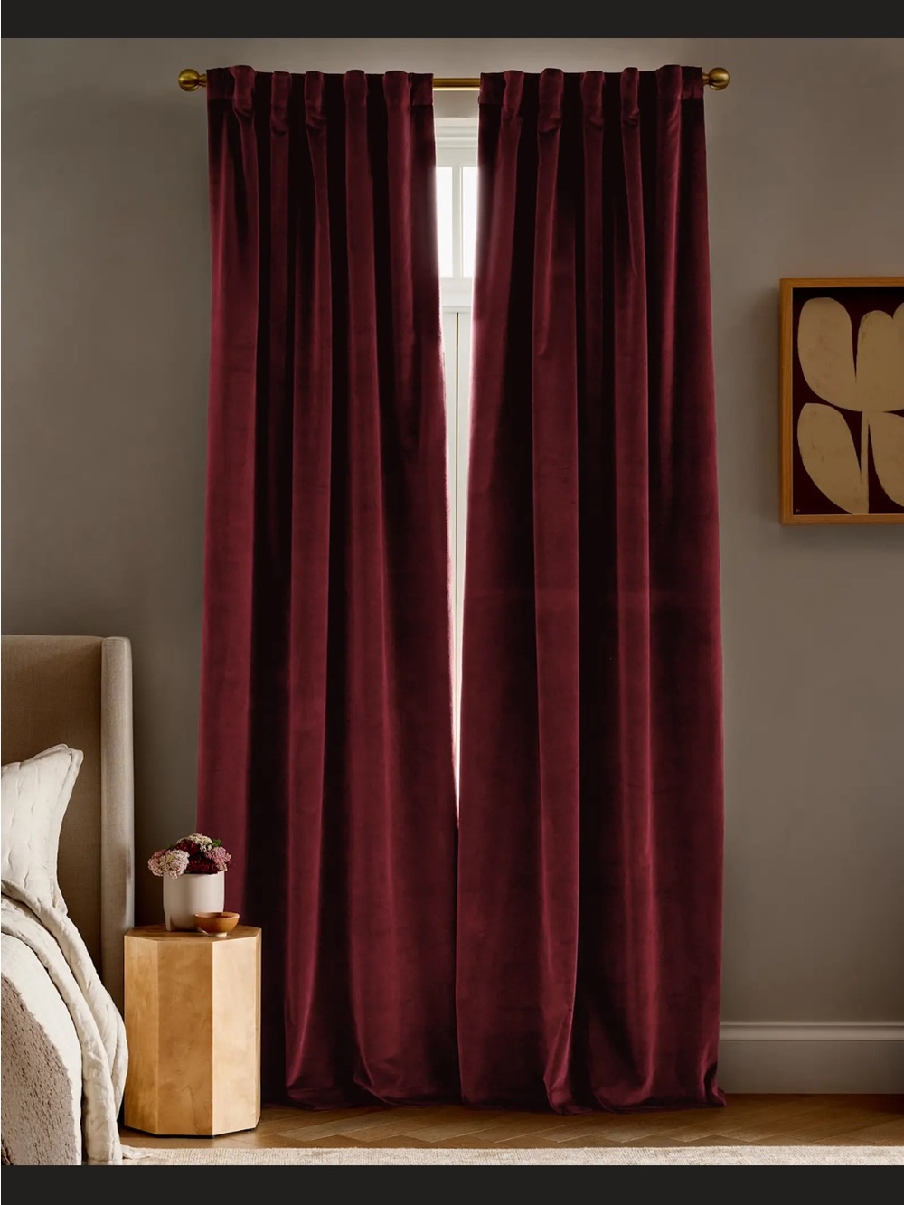 Quince Velvet Blackout Curtain Panel - One Panel  48x84 Color is Bordeaux